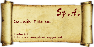 Szivák Ambrus névjegykártya